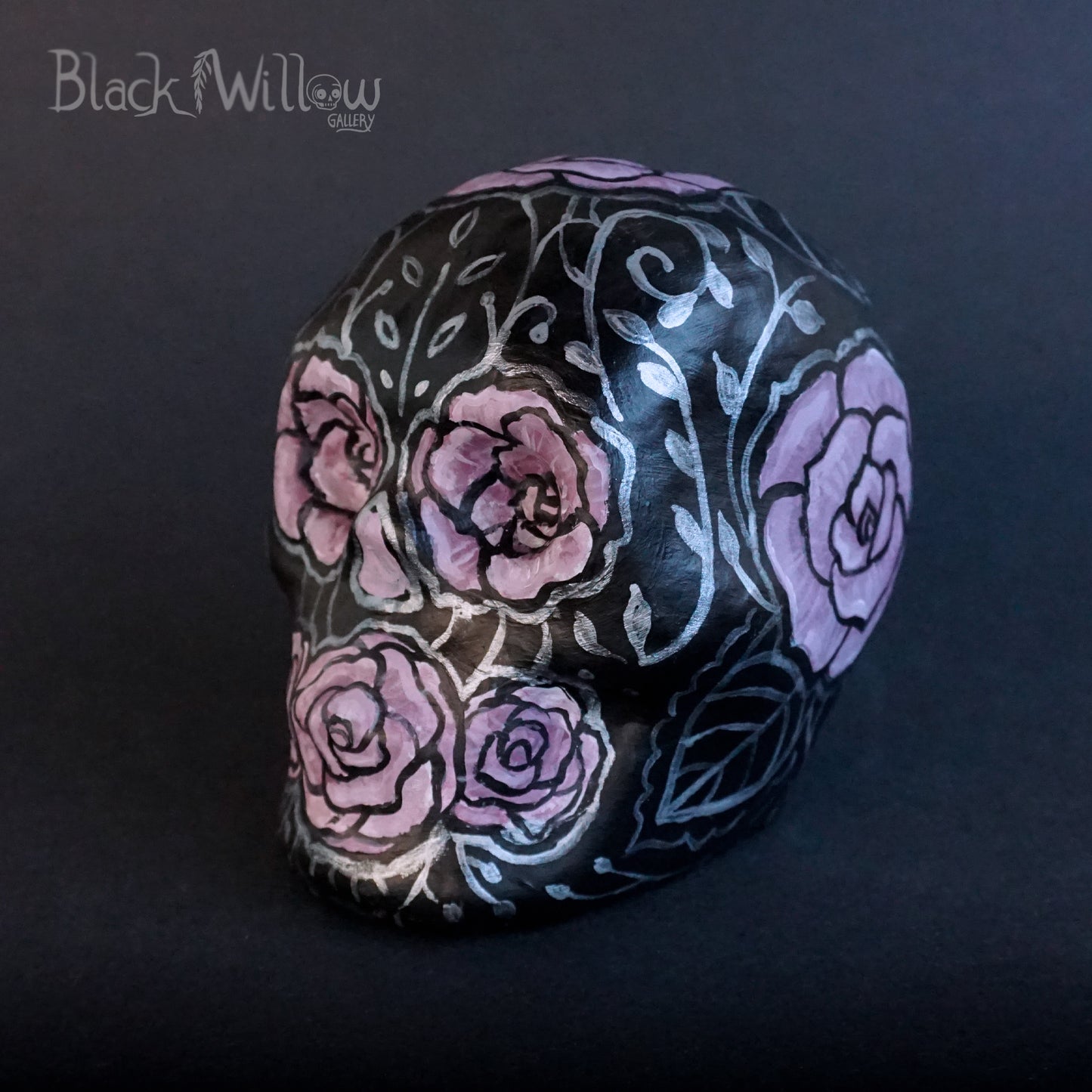 Purple Rose Serenade Paper Mache Sugar Skull