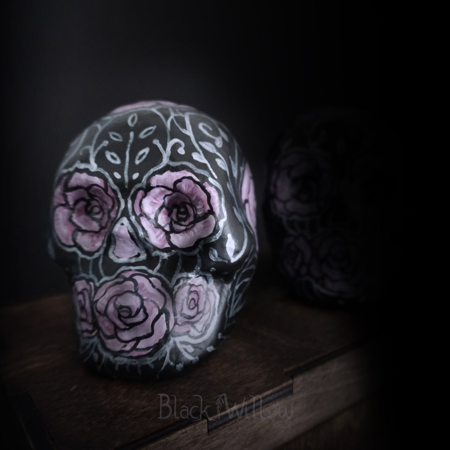 Purple Rose Serenade Paper Mache Sugar Skull
