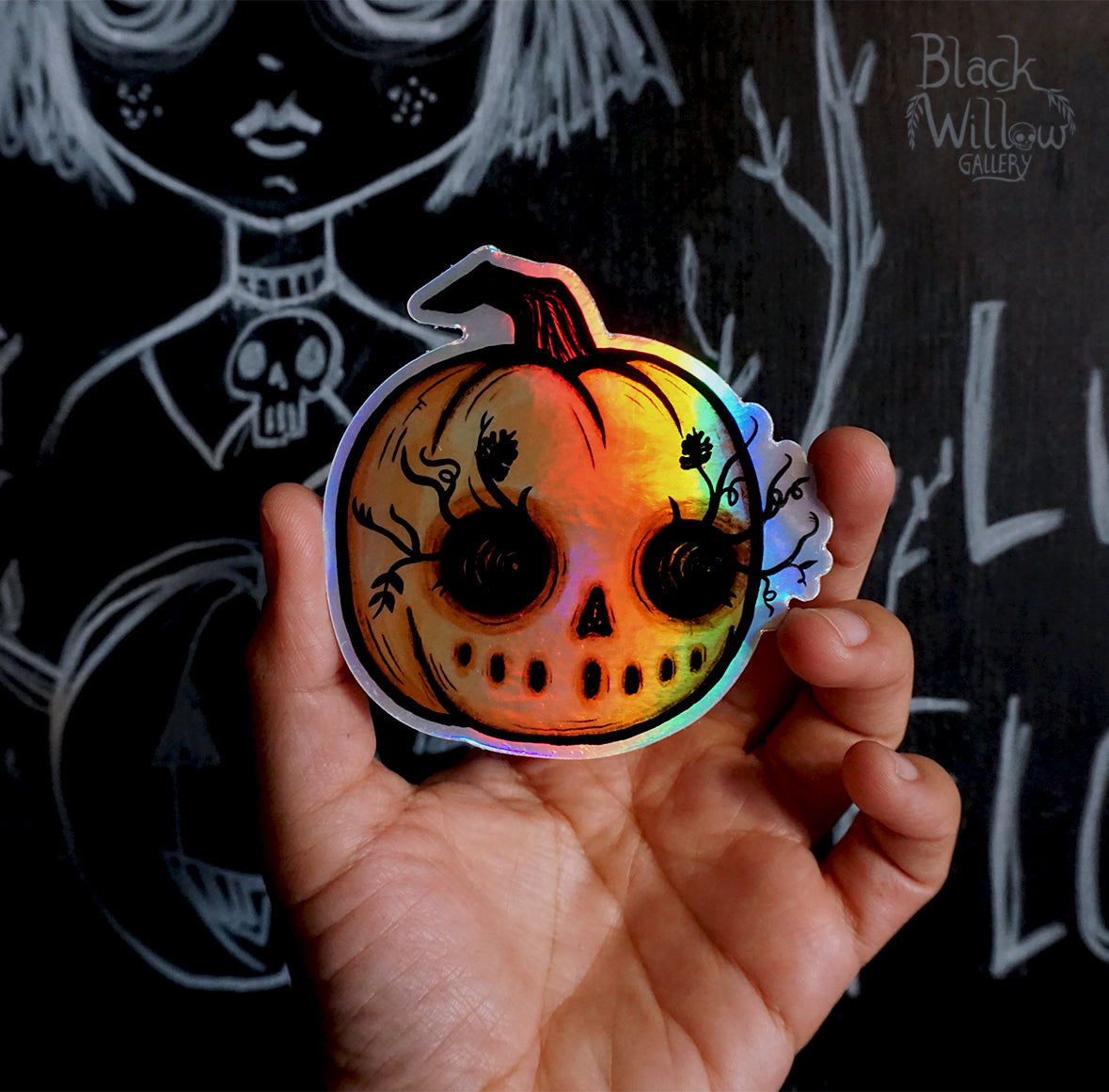 Pumpkin Lashes Holographic Vinyl Sticker