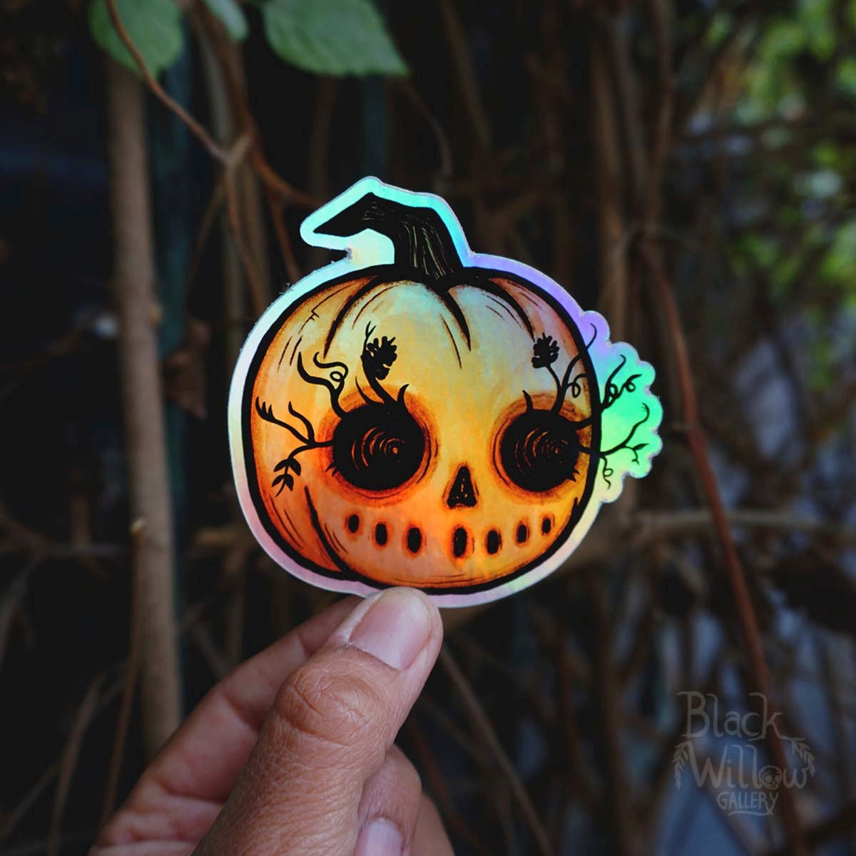 Pumpkin Lashes Holographic Vinyl Sticker