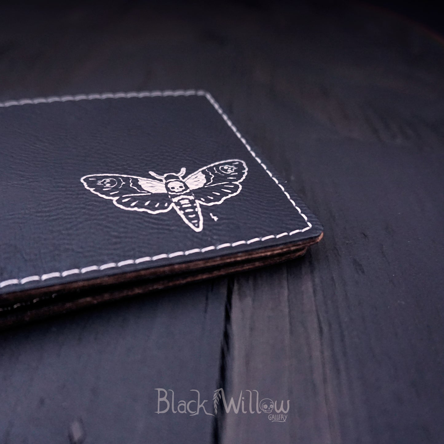Death Moth Faux Black Wallet