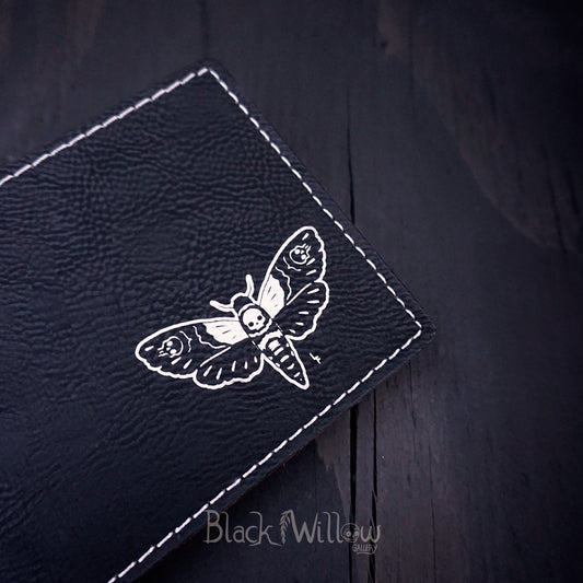 Death Moth Faux Black Wallet