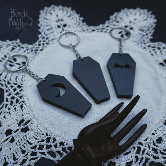 Wooden Coffin Keychain