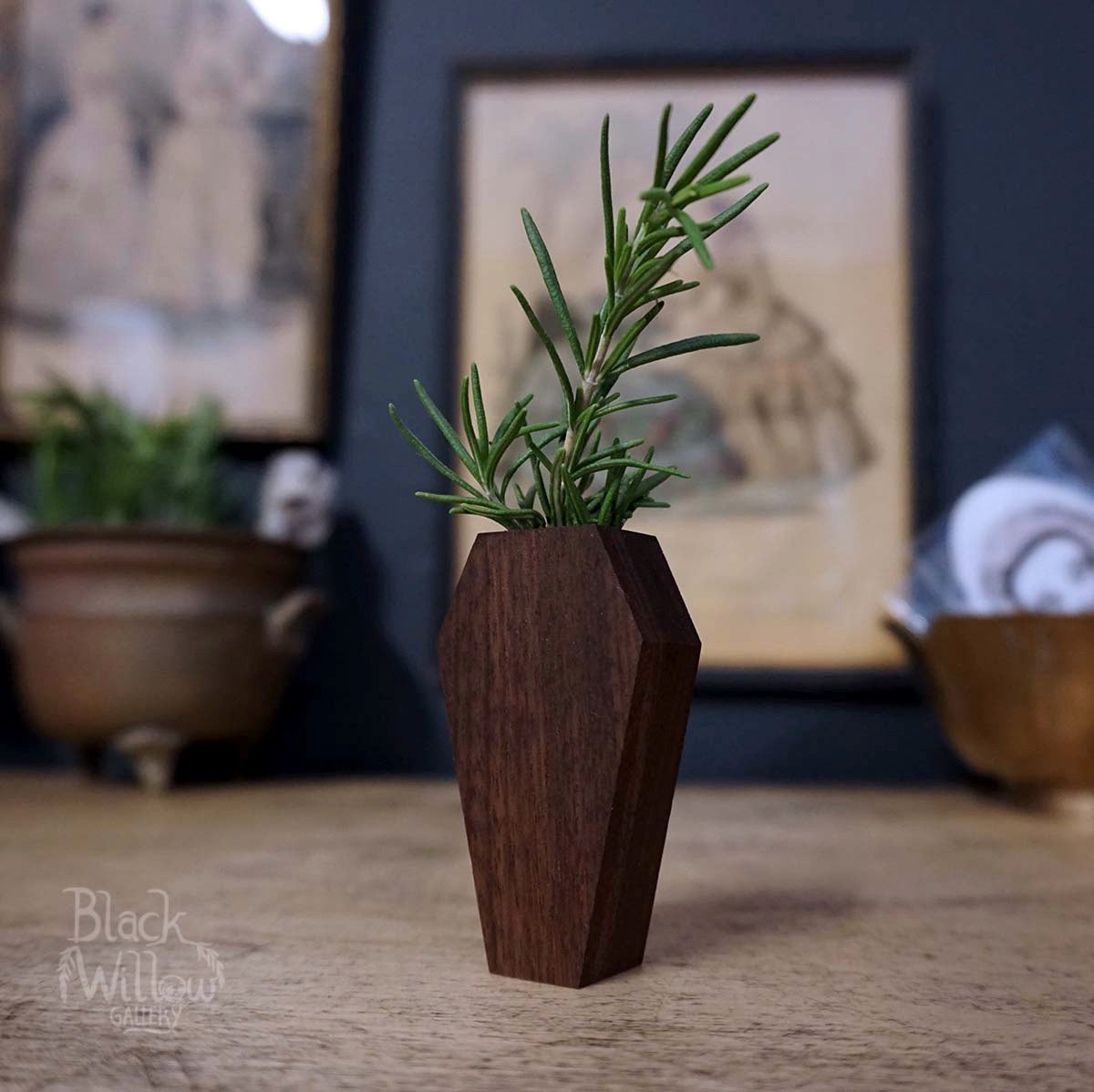 Black Walnut Coffin Planter