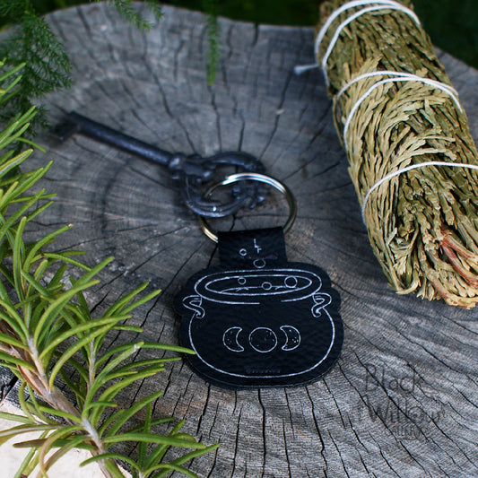 Cauldron Faux Leather Keychain